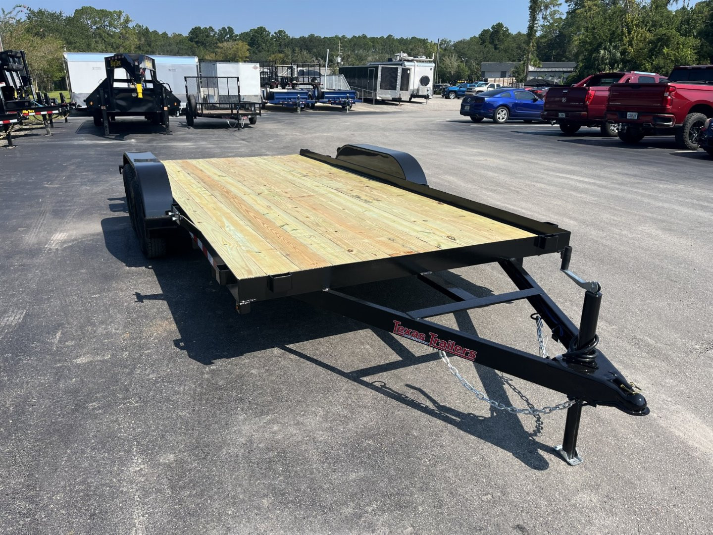 New CHE1660 TEXAS TRAILER 6'10" X 16' CAR HAULER W/ SLIDE UNDER RAMPS