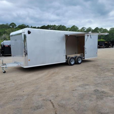 New EZEC85X24CH IF ELITE E-ZHAULER 8.5' X 24' ALL ALUMINUM CAR HAULER W/ ELITE ESCAPE DOOR