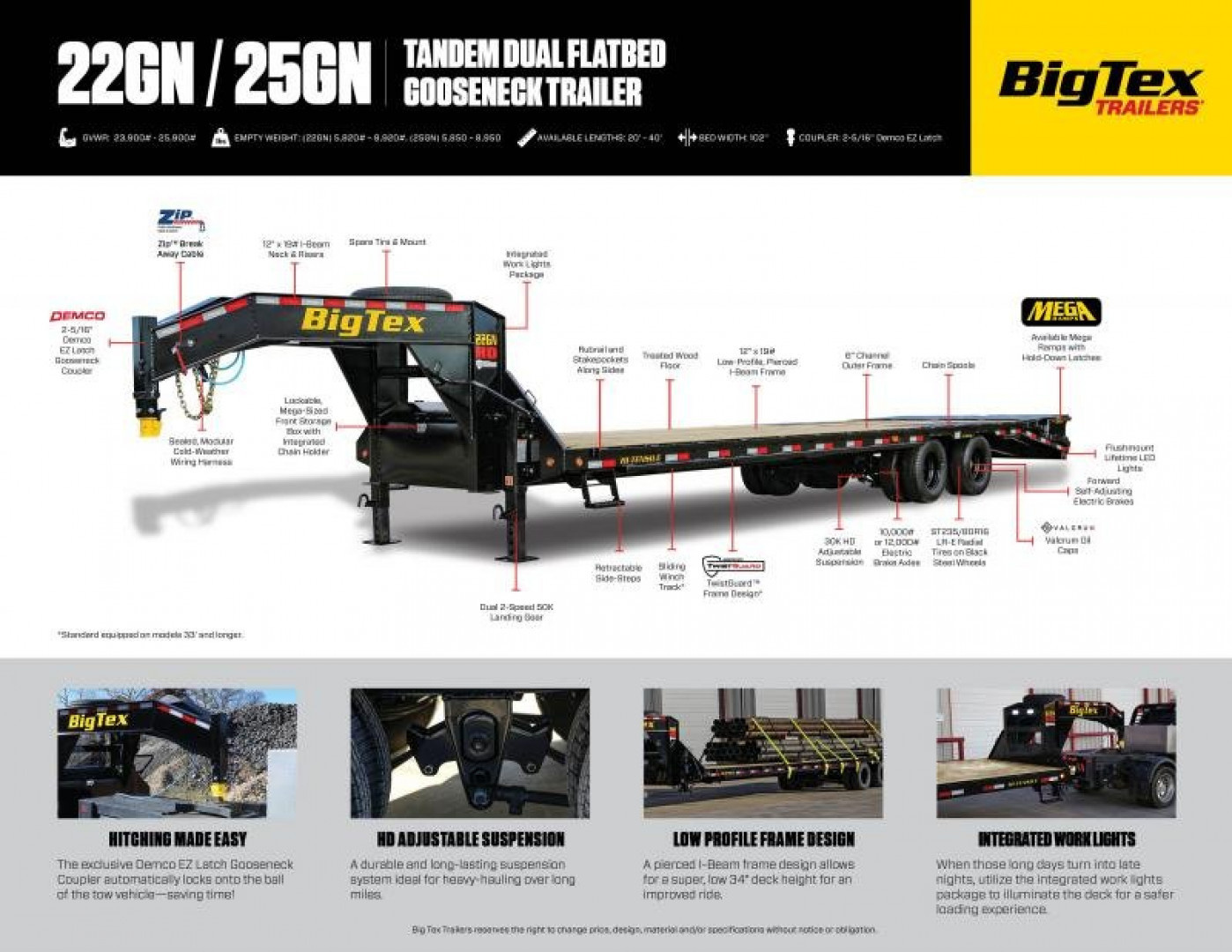 New 25GN-35D5A-MRBK BIG TEX 8.5' X 35' FLATBED TRAILER W/ UPGRADED TIRES