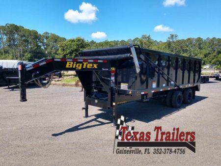 New 25DU-20BK8SIR BIG TEX 8' X 20' DUAL TANDEM GOOSENECK DUMP TRAILER W/ ROLLER ARM TARP ASSEMBLY
