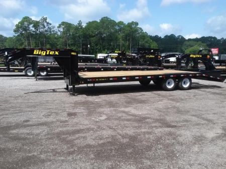 New 14GN-25D5A BIG TEX 8.5' X 25' GOOSENECK FLAT BED W/ 5' FOLD UP RAMPS & FREE SPARE *NON-CDL*