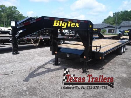 New 14GN-25D5A BIG TEX 8.5' X 25' GOOSENECK FLAT BED W/ 5' FOLD UP RAMPS & FREE SPARE *NON-CDL*
