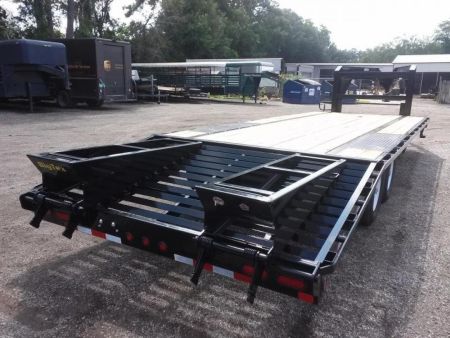 New 14GN-25D5A BIG TEX 8.5' X 25' GOOSENECK FLAT BED W/ 5' FOLD UP RAMPS & FREE SPARE *NON-CDL*
