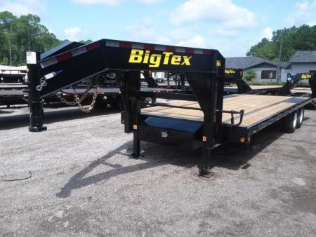 New 14GN-25D5A BIG TEX 8.5' X 25' GOOSENECK FLAT BED W/ 5' FOLD UP RAMPS & FREE SPARE *NON-CDL*