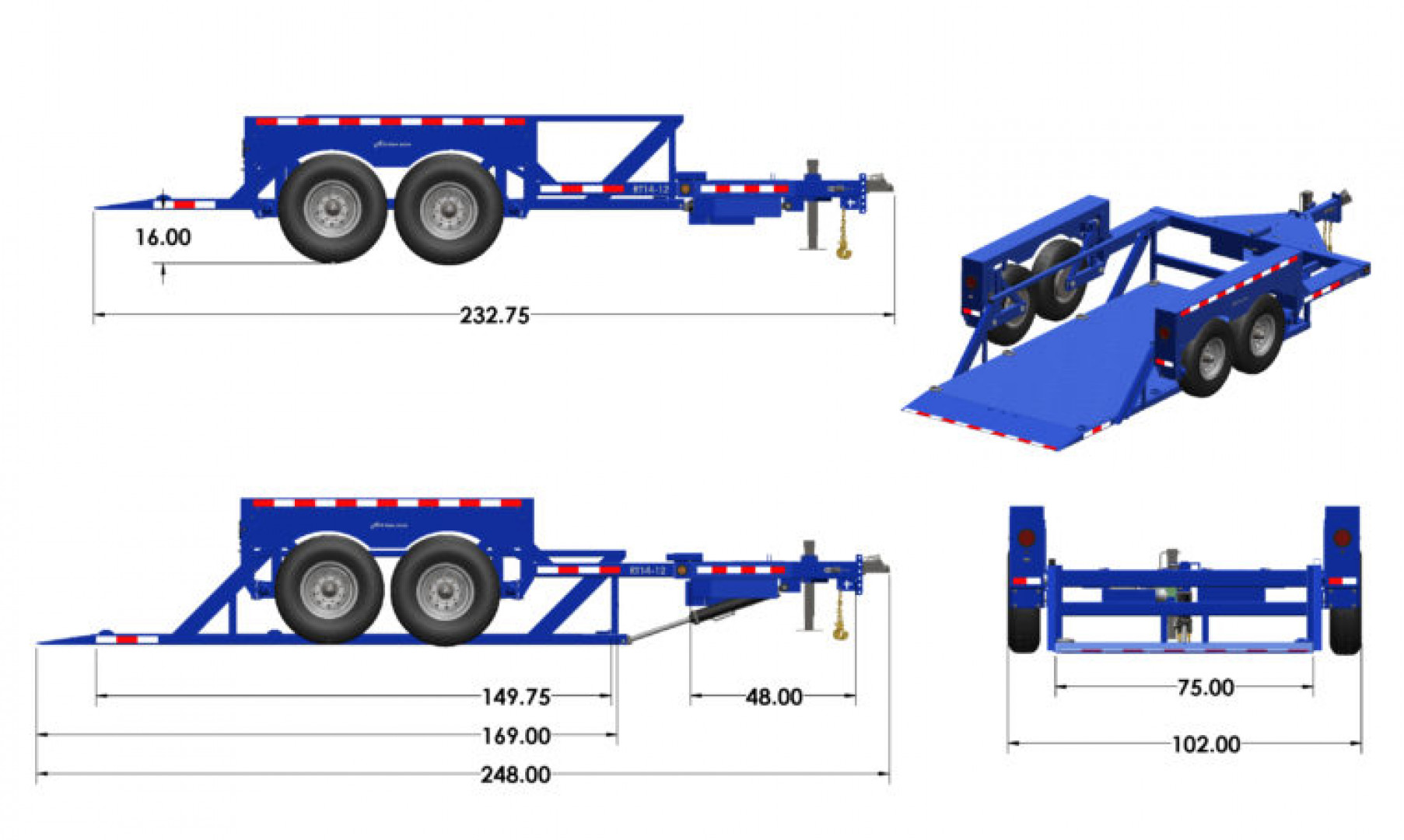New 2024 Air-tow T14-12 Tandem Axle Flatbed Trailer