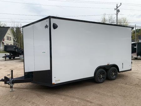 New 2025 US Cargo 8.5X16 + 3FT V nose/ BARN DOOR/ 7'6" interior/ I-Beam frame/ Polycore/ BLACKOUT- 7000gvw