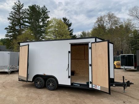 New 2025 US Cargo 8.5X16 + 3FT V nose/ BARN DOOR/ 7'6" interior/ I-Beam frame/ Polycore/ BLACKOUT- 7000gvw