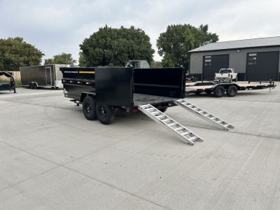 New NEW 2025 Southland 14ft Hydraulic Jack HIGH SIDE Low Profile Dump Trailer 2-7000 lb axles = 14K with Ramps and TARP