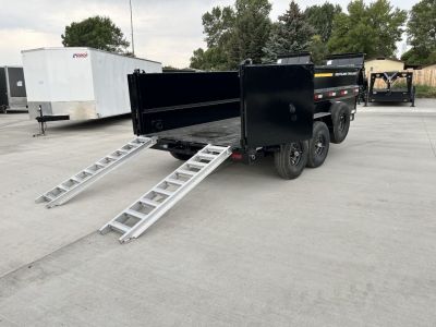 New NEW 2025 Southland 14ft Hydraulic Jack HIGH SIDE Low Profile Dump Trailer 2-7000 lb axles = 14K with Ramps and TARP