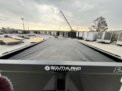 New NEW 2025 Southland 14ft Hydraulic Jack HIGH SIDE Low Profile Dump Trailer 2-7000 lb axles = 14K with Ramps and TARP