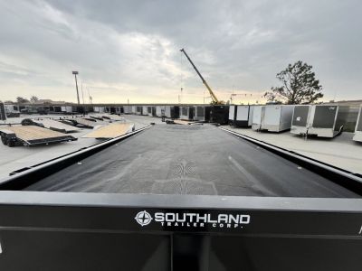 New NEW 2025 Southland 14ft Hydraulic Jack HIGH SIDE Low Profile Dump Trailer 2-7000 lb axles = 14K with Ramps and TARP