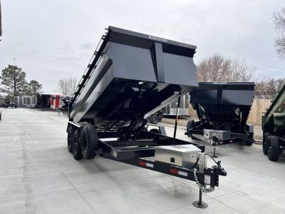 New NEW 2025 Southland 14ft Hydraulic Jack HIGH SIDE Low Profile Dump Trailer 2-7000 lb axles = 14K with Ramps and TARP