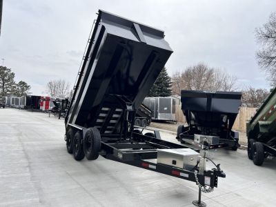 New NEW 2025 Southland 14ft Hydraulic Jack HIGH SIDE Low Profile Dump Trailer 2-7000 lb axles = 14K with Ramps and TARP