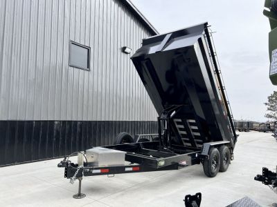 New NEW 2025 Southland 14ft Hydraulic Jack HIGH SIDE Low Profile Dump Trailer 2-7000 lb axles = 14K with Ramps and TARP