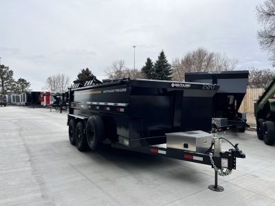 New NEW 2025 Southland 14ft Hydraulic Jack HIGH SIDE Low Profile Dump Trailer 2-7000 lb axles = 14K with Ramps and TARP