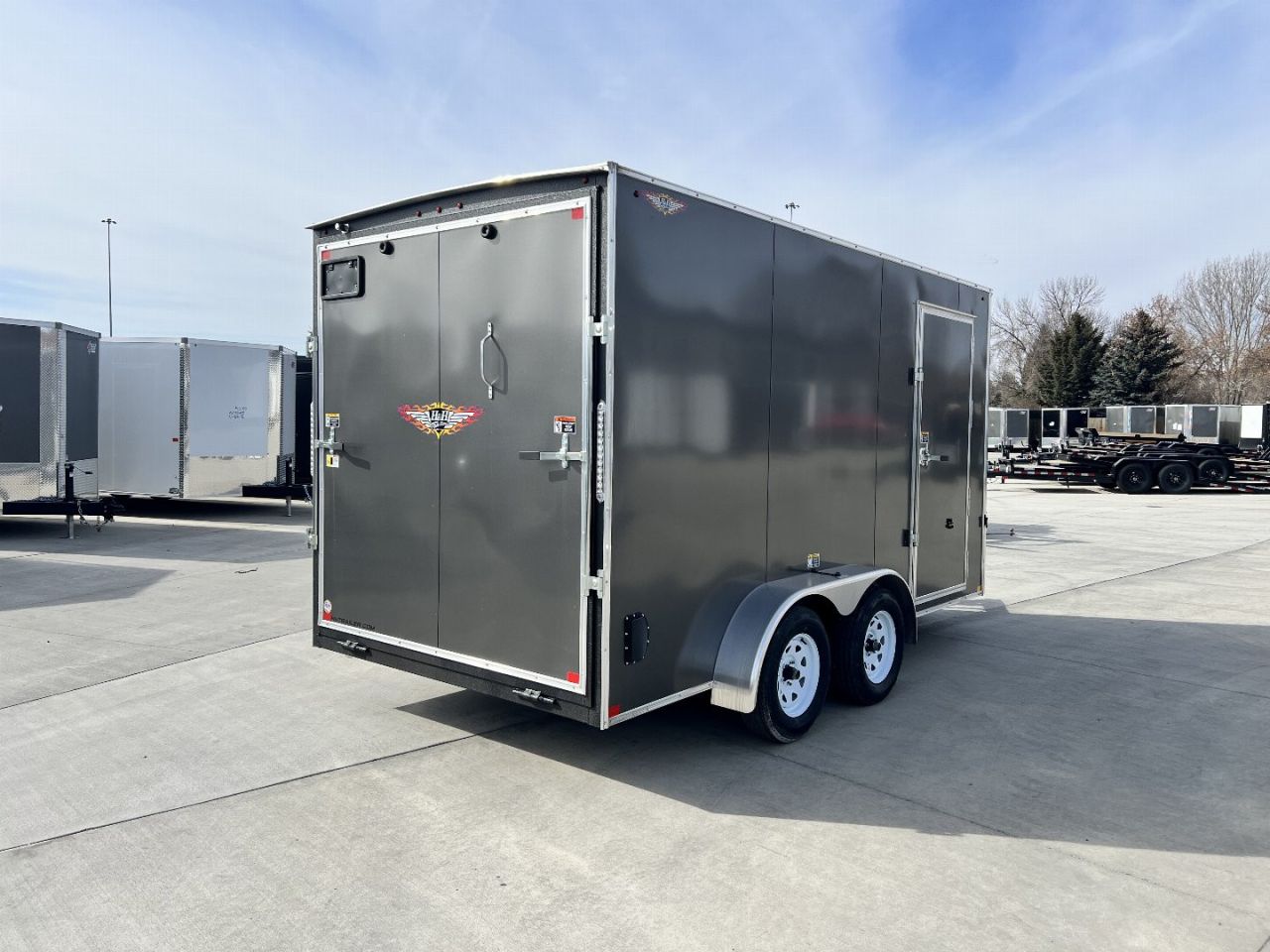 New 2025 H&H 7x14 +2’V TALL 7’ Enclosed Rear Ramp Car Hauler Cargo Trailer