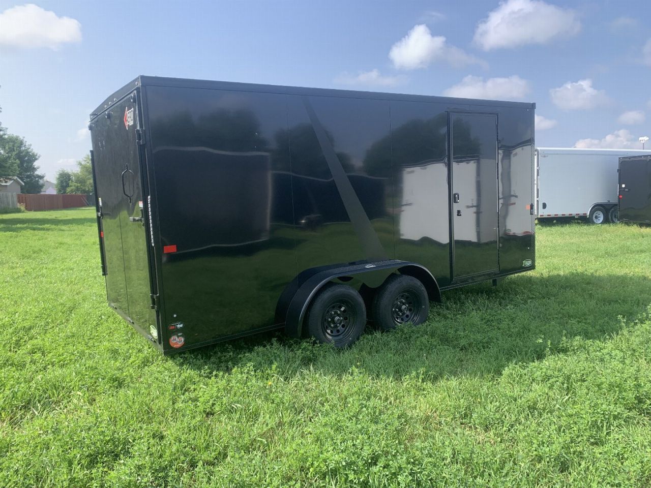 New 2025 AERO 7x16 +2 V BLACKOUT Edition QUALITY Enclosed WHITE Interior Rear Ramp Cargo Trailer