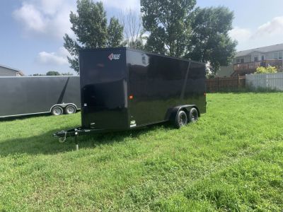 New 2025 AERO 7x16 +2 V BLACKOUT Edition QUALITY Enclosed WHITE Interior Rear Ramp Cargo Trailer