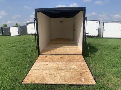 New 2025 AERO 7x16 +2 V BLACKOUT Edition QUALITY Enclosed WHITE Interior Rear Ramp Cargo Trailer