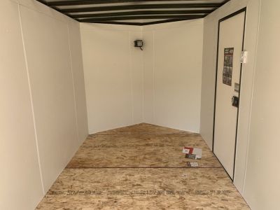 New 2025 AERO 7x16 +2 V BLACKOUT Edition QUALITY Enclosed WHITE Interior Rear Ramp Cargo Trailer