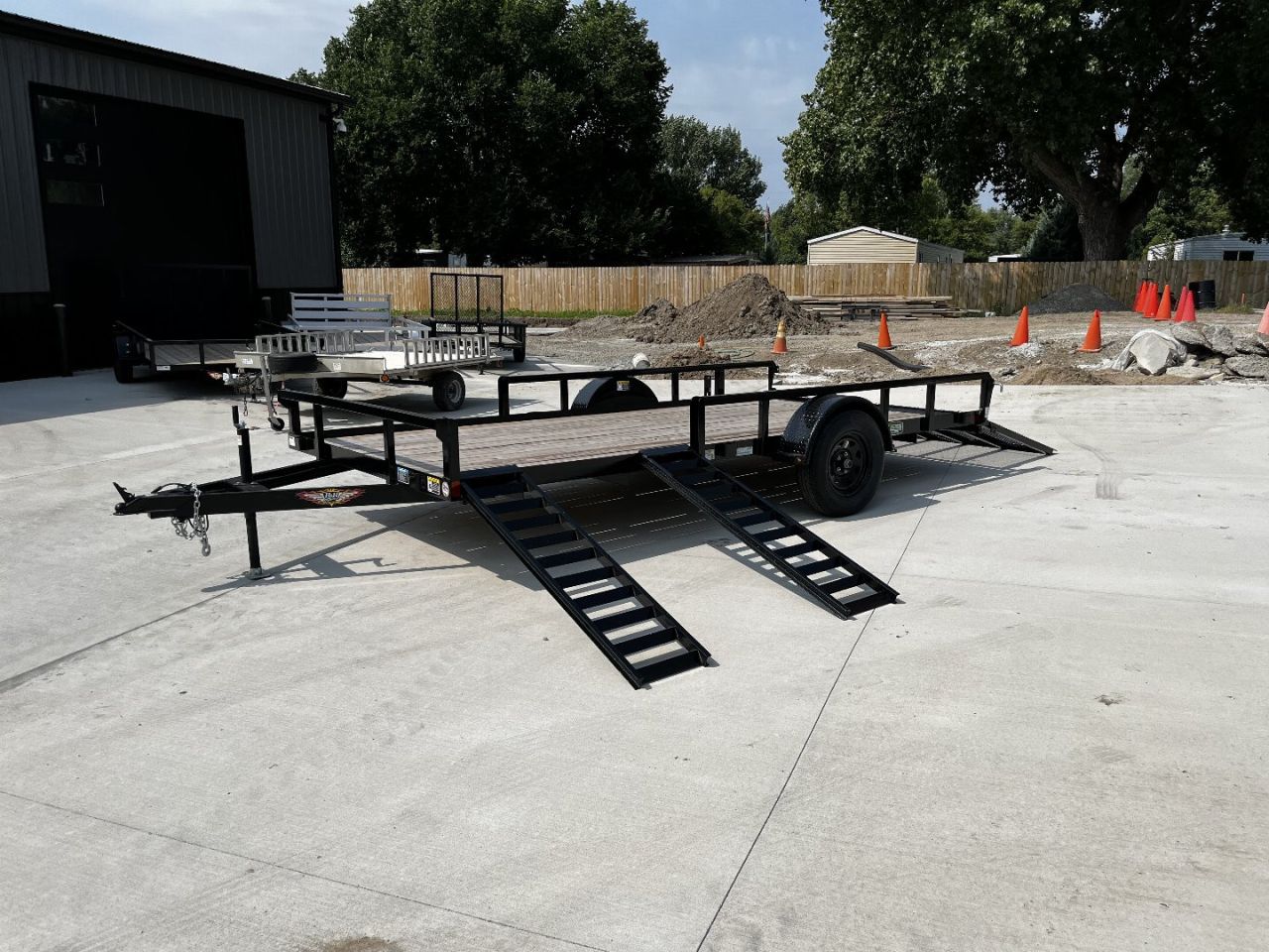 New SUPER PRICE NEW 2024 H&H 82x14 STEEL ATV/UTV Utility Trailer with ATV Side RAMPS