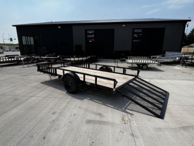 New SUPER PRICE NEW 2024 H&H 82x14 STEEL ATV/UTV Utility Trailer with ATV Side RAMPS
