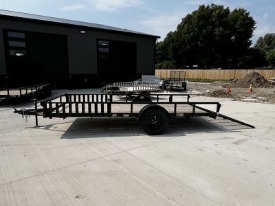 New SUPER PRICE NEW 2024 H&H 82x14 STEEL ATV/UTV Utility Trailer with ATV Side RAMPS