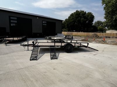 New SUPER PRICE NEW 2024 H&H 82x14 STEEL ATV/UTV Utility Trailer with ATV Side RAMPS