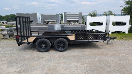 New 2025 CAM SUPERLINE 7x14 Tandem Axle Tubular Top Rail Utility Trailer w/ ATV SIDE RAMPS