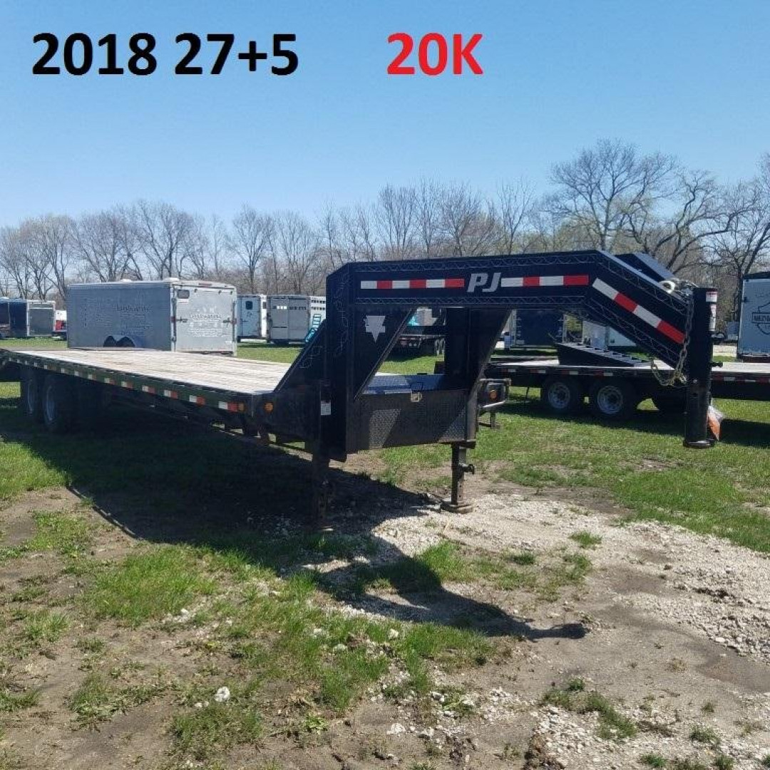 Used 2018 PJ Trailers 8.5 x 27+5 Deckover Gooseneck 20K Equipment Trailer