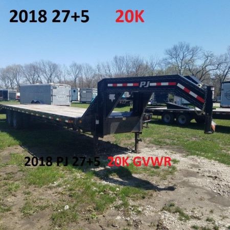 Used 2018 PJ Trailers 8.5 x 27+5 Deckover Gooseneck 20K Equipment Trailer