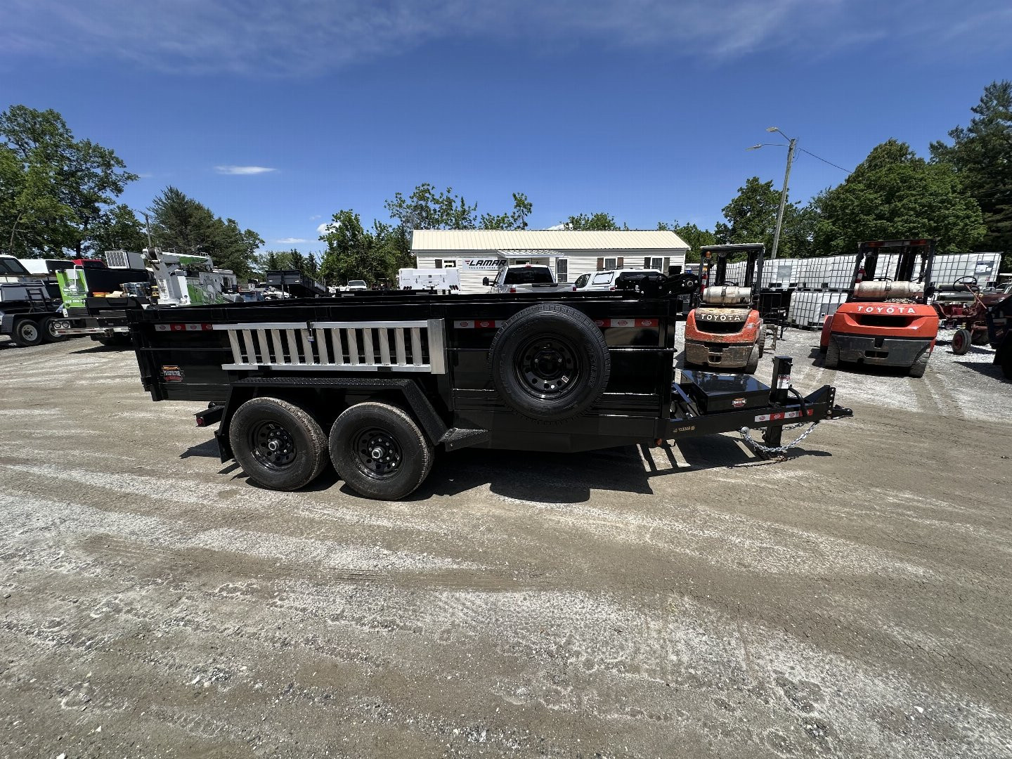 New 2025 COVERED WAGON TRAILERS / PROSPECTOR SERIES / 7X14X2X14-T DUMP TRAILER / 7X14 / 2' HIGH SIDES / TELESCOPIC HOIST / ALUMINUM RAMPS / TARP / BARN DOOR GATES