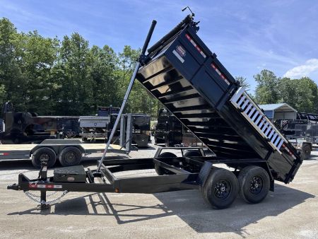 New 2025 COVERED WAGON TRAILERS / PROSPECTOR SERIES / 7X14X2X14-T DUMP TRAILER / 7X14 / 2' HIGH SIDES / TELESCOPIC HOIST / ALUMINUM RAMPS / TARP / BARN DOOR GATES