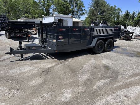 New 2025 COVERED WAGON TRAILERS / PROSPECTOR SERIES / 7X16X2X14-T DUMP TRAILER / 7X16 / 2' HIGH SIDES / TELESCOPIC HOIST / ALUMINUM RAMPS / TARP / BARN DOOR GATES