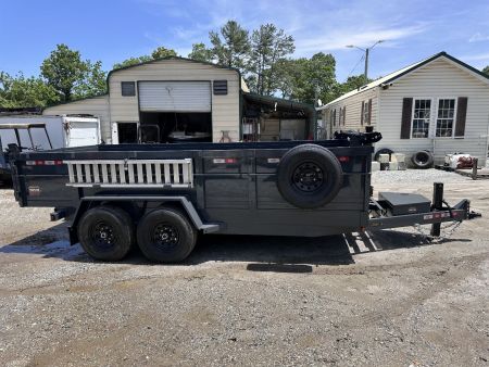 New 2025 COVERED WAGON TRAILERS / PROSPECTOR SERIES / 7X16X2X14-T DUMP TRAILER / 7X16 / 2' HIGH SIDES / TELESCOPIC HOIST / ALUMINUM RAMPS / TARP / BARN DOOR GATES