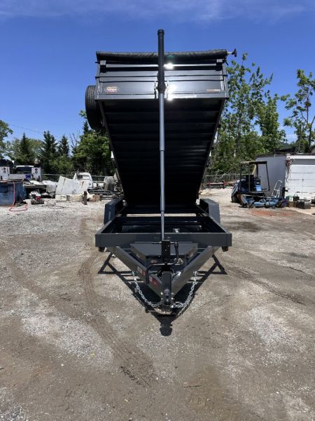 New 2025 COVERED WAGON TRAILERS / PROSPECTOR SERIES / 7X16X2X14-T DUMP TRAILER / 7X16 / 2' HIGH SIDES / TELESCOPIC HOIST / ALUMINUM RAMPS / TARP / BARN DOOR GATES