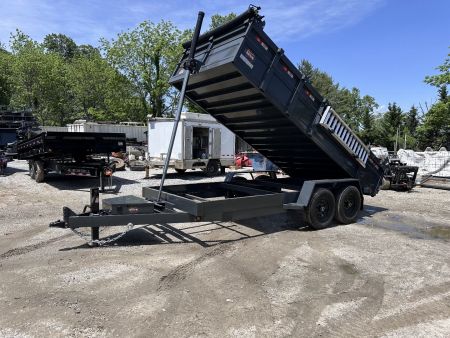 New 2025 COVERED WAGON TRAILERS / PROSPECTOR SERIES / 7X16X2X14-T DUMP TRAILER / 7X16 / 2' HIGH SIDES / TELESCOPIC HOIST / ALUMINUM RAMPS / TARP / BARN DOOR GATES