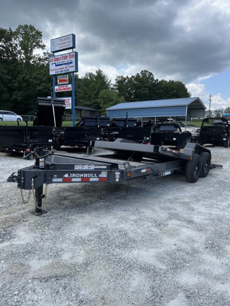 New 2025 Iron Bull Tilt Trailer / TWB Series / 81" x 22' ( 6'Stationary 16' Tilt ) / 2-8,000# Electric Brake Axles / Jumbo Tool Box / 21575R17.5 Tires and Wheels / Matching Spare tire and Wheel