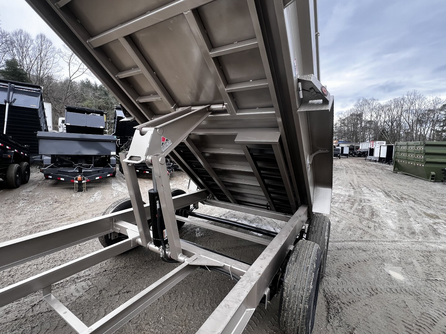 New 2025 Iron Bull Dump Trailer / DWB Series / 83" Wide x 14' Long / 2-7,000# Electric Brake Axles / Tarp / Ramps / Combo Rear Gate / Tan Powder Coat
