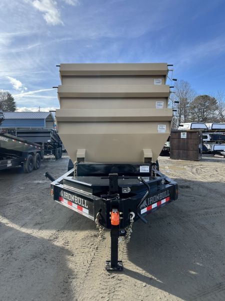 New 2025 IRON BULL / ROLL-OFF DUMP TRAILER / BUMPER PULL / 2-7,000# AXLES / 20 K WARRIOR WINCH / WITH 3-16' DUMP BINS