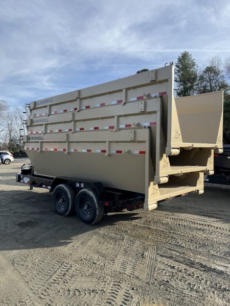 New 2025 IRON BULL / ROLL-OFF DUMP TRAILER / BUMPER PULL / 2-7,000# AXLES / 20 K WARRIOR WINCH / WITH 3-16' DUMP BINS