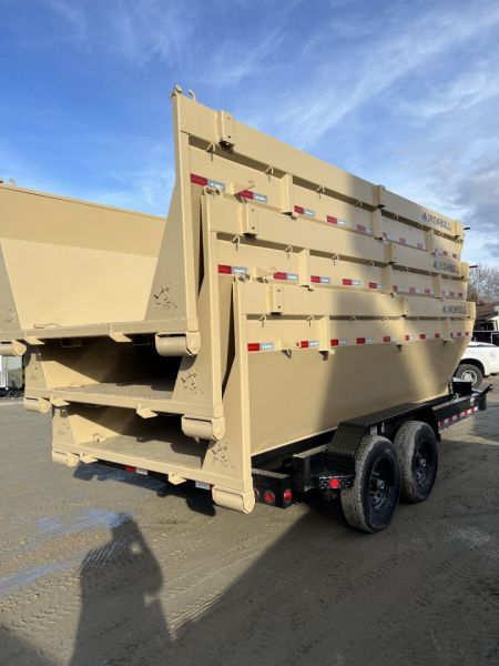 New 2025 IRON BULL / ROLL-OFF DUMP TRAILER / BUMPER PULL / 2-7,000# AXLES / 20 K WARRIOR WINCH / WITH 3-16' DUMP BINS