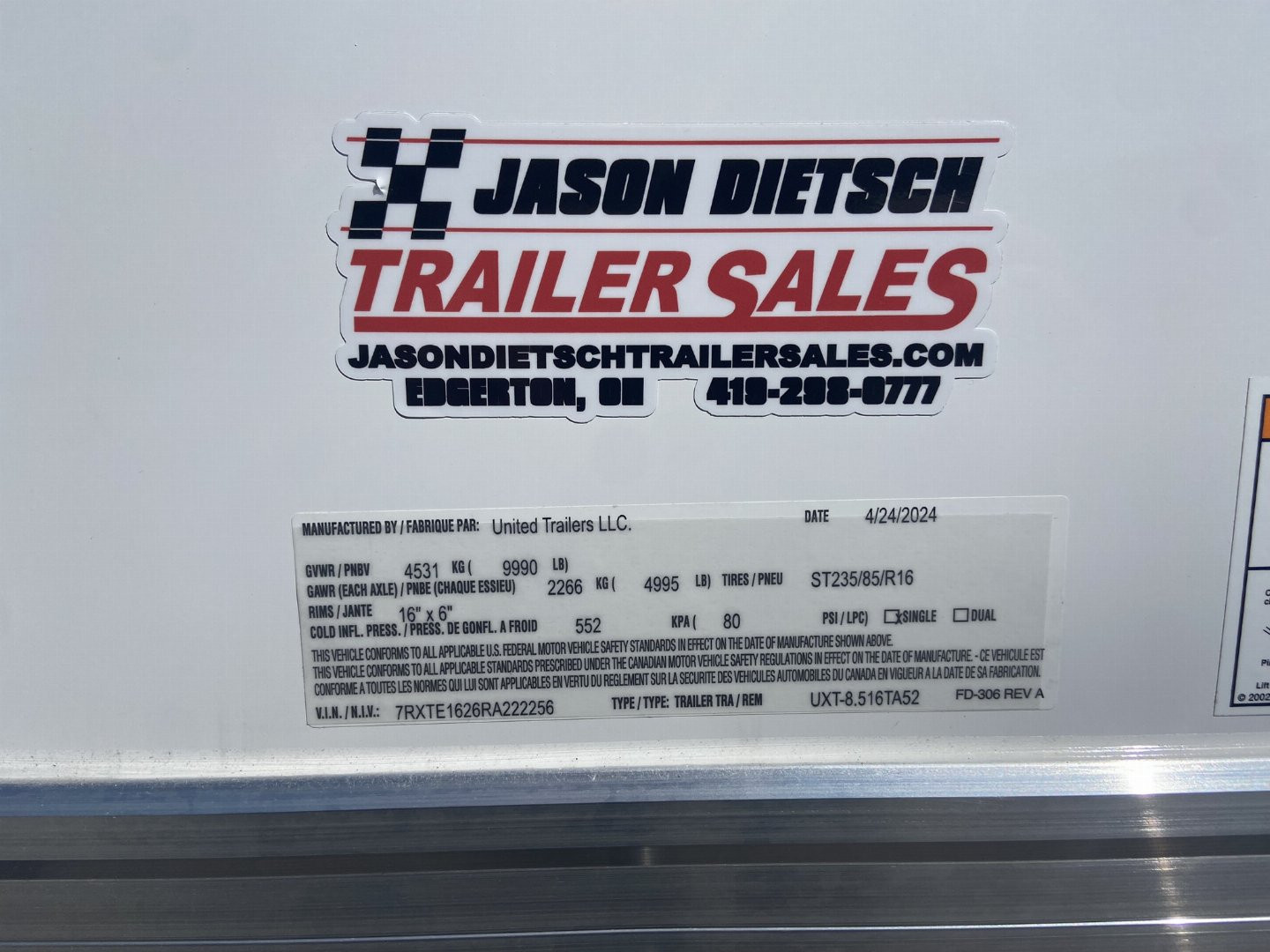 New United 8.5x16 UXT Enclosed Cargo/Construction Trailer