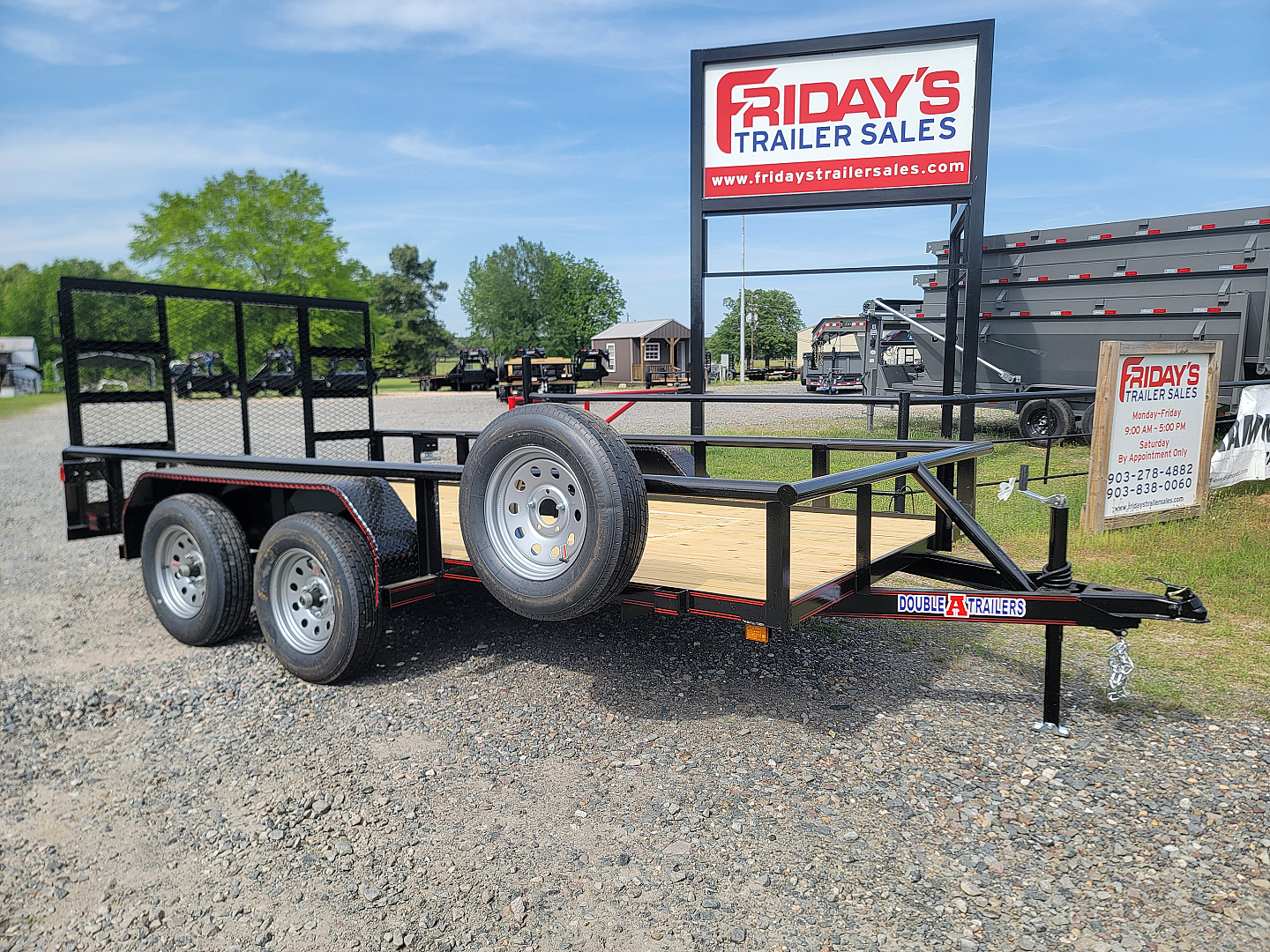 New 2025 Double A Trailers 14'x77" Tandem Axle Pipe Top w/ Tailgate
