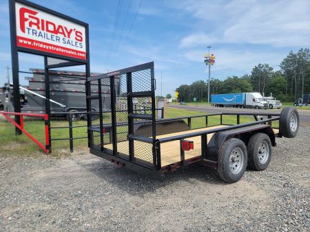 New 2025 Double A Trailers 14'x77" Tandem Axle Pipe Top w/ Tailgate