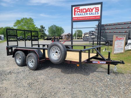 New 2025 Double A Trailers 14'x77" Tandem Axle Pipe Top w/ Tailgate