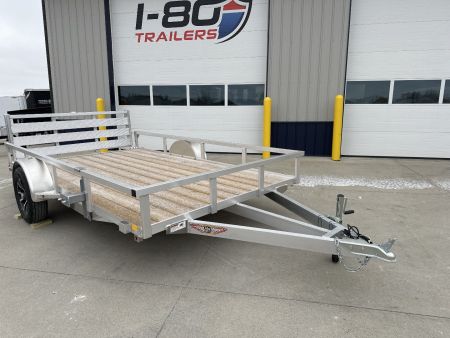 New 2025 H&H Aluminum 82"x12' 3k Rail Side Utility Trailer