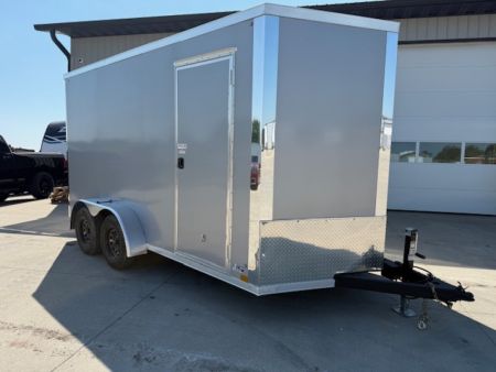 New 2026 Cross Silver 7'x14' 7k Alpha Flat Top V-Nose Enclosed Cargo Trailer