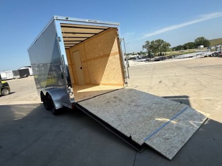 New 2026 Cross Silver 7'x14' 7k Alpha Flat Top V-Nose Enclosed Cargo Trailer