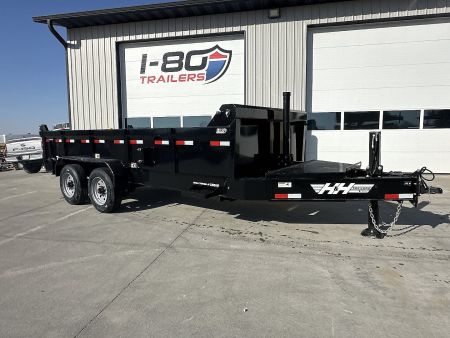 New 2025 H&H Black 83"x16' 22k Topline Telescopic I-Beam Dump Trailer